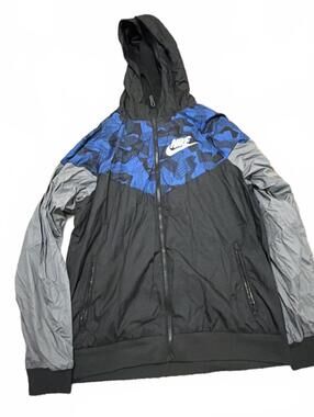 Nike Kids Boys XL Windbreaker Jacket Black Blue Gray